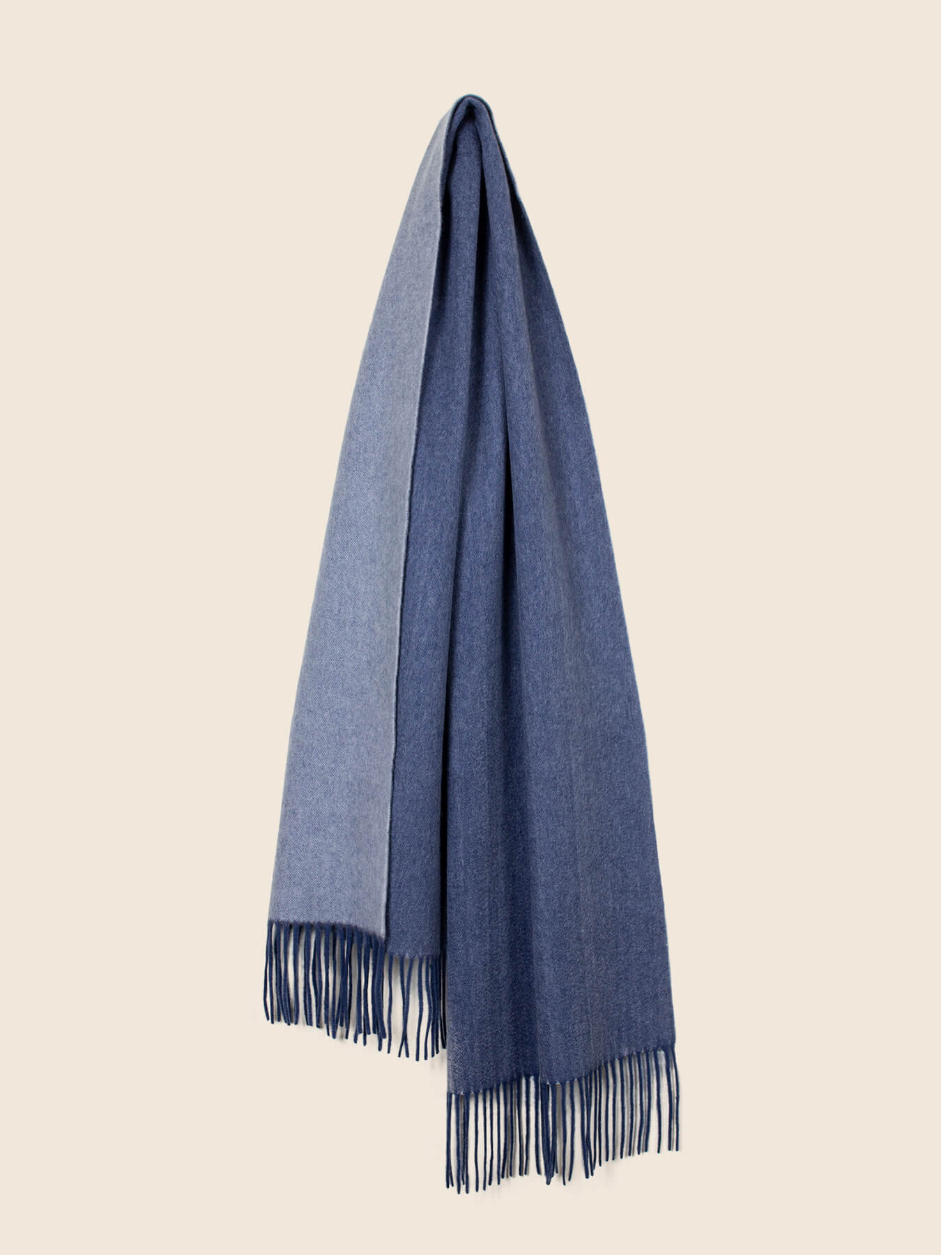 Two-Tone Reversible Cashmere Shawl Blue 