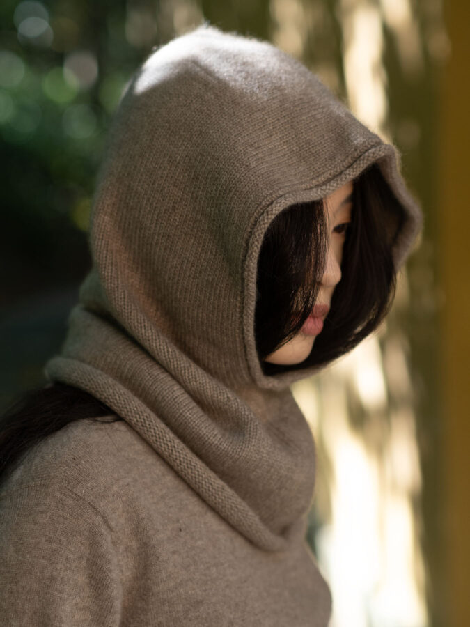 Cashmere Rolled Edge Balaclava Taupe