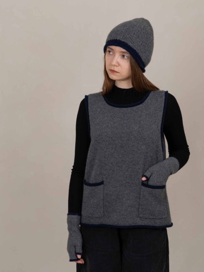 Cottage Pocket Cashmere Tank Charcoal