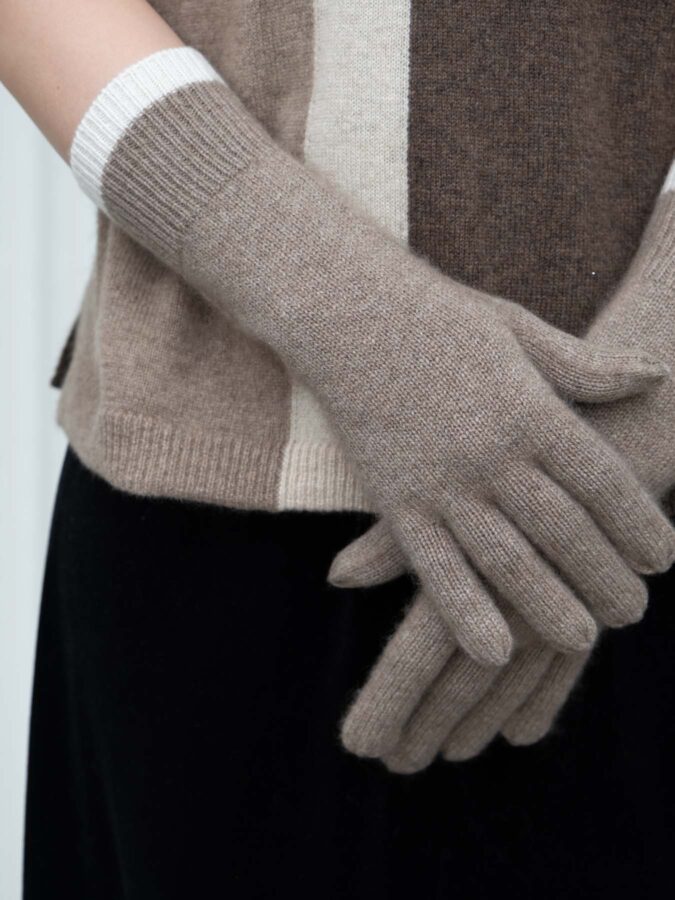 Cuffed Cashmere Gloves Brown