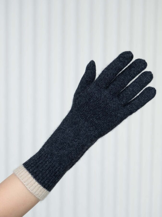 Cuffed Cashmere Gloves Charcoal