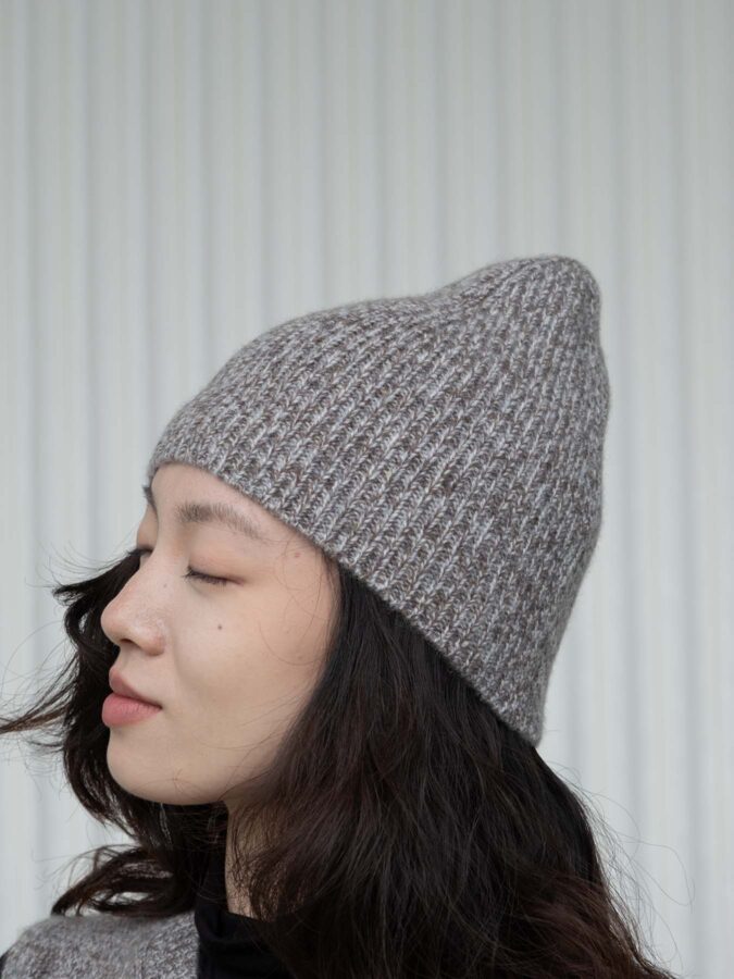 Hearth Marl Ribbed Cashmere Beanie Grey