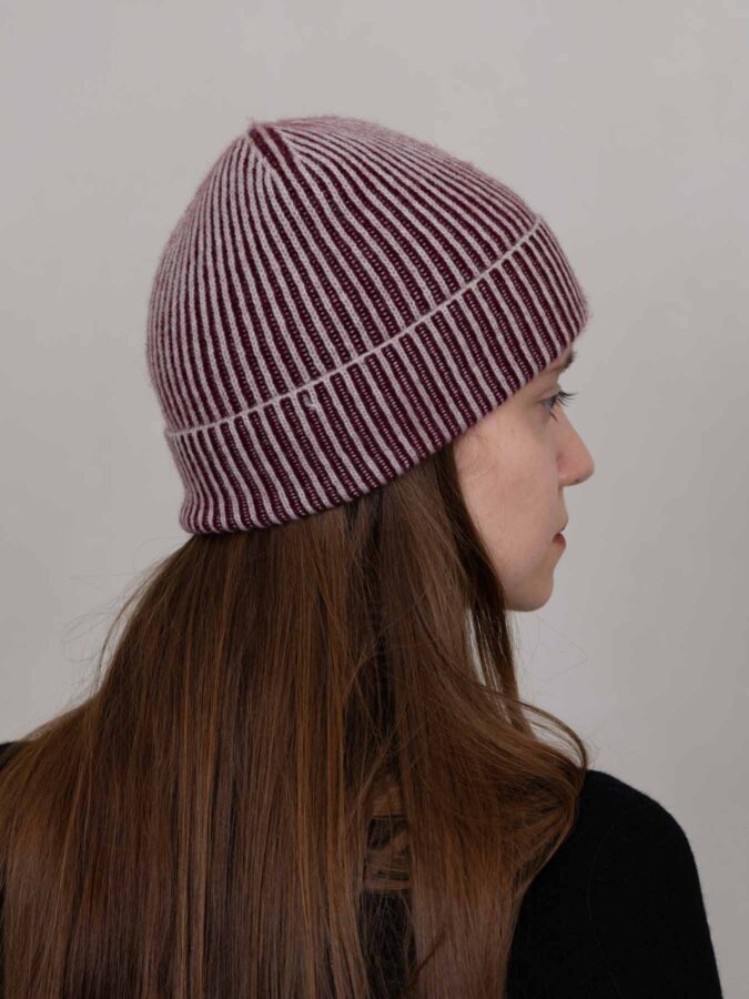 Seafarer Cashmere Ribbed Beanie Mulberry