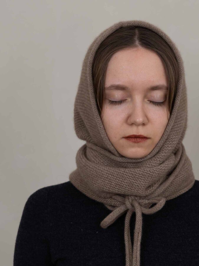 Eden Cashmere Hooded Scarf Beige