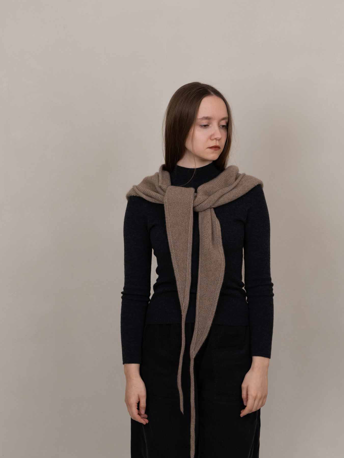 Eden Cashmere Hooded Scarf Beige