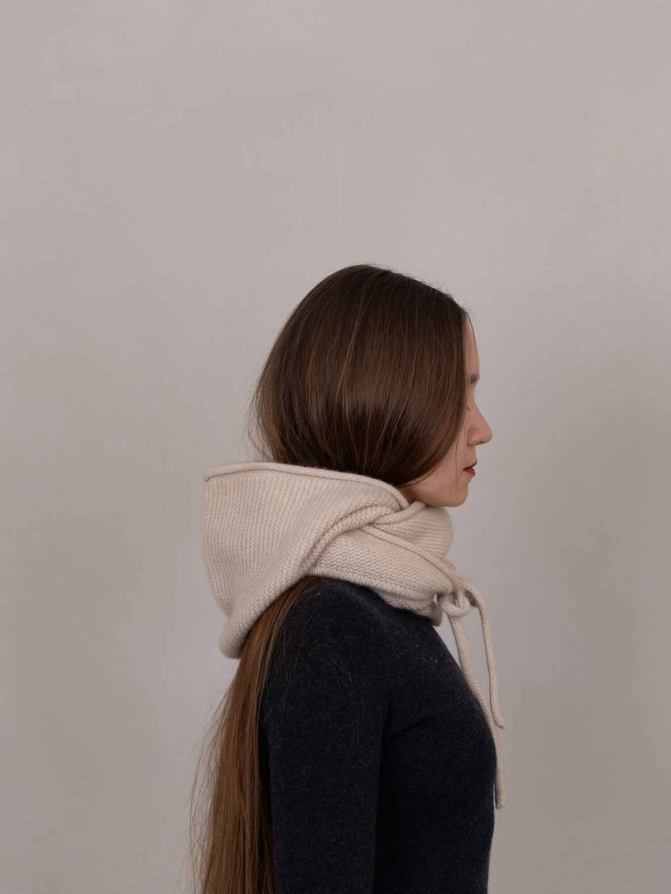 Eden Cashmere Hooded Scarf Ivory