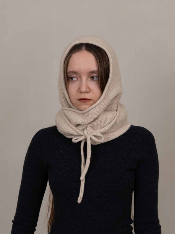 Eden Cashmere Hooded Scarf Ivory