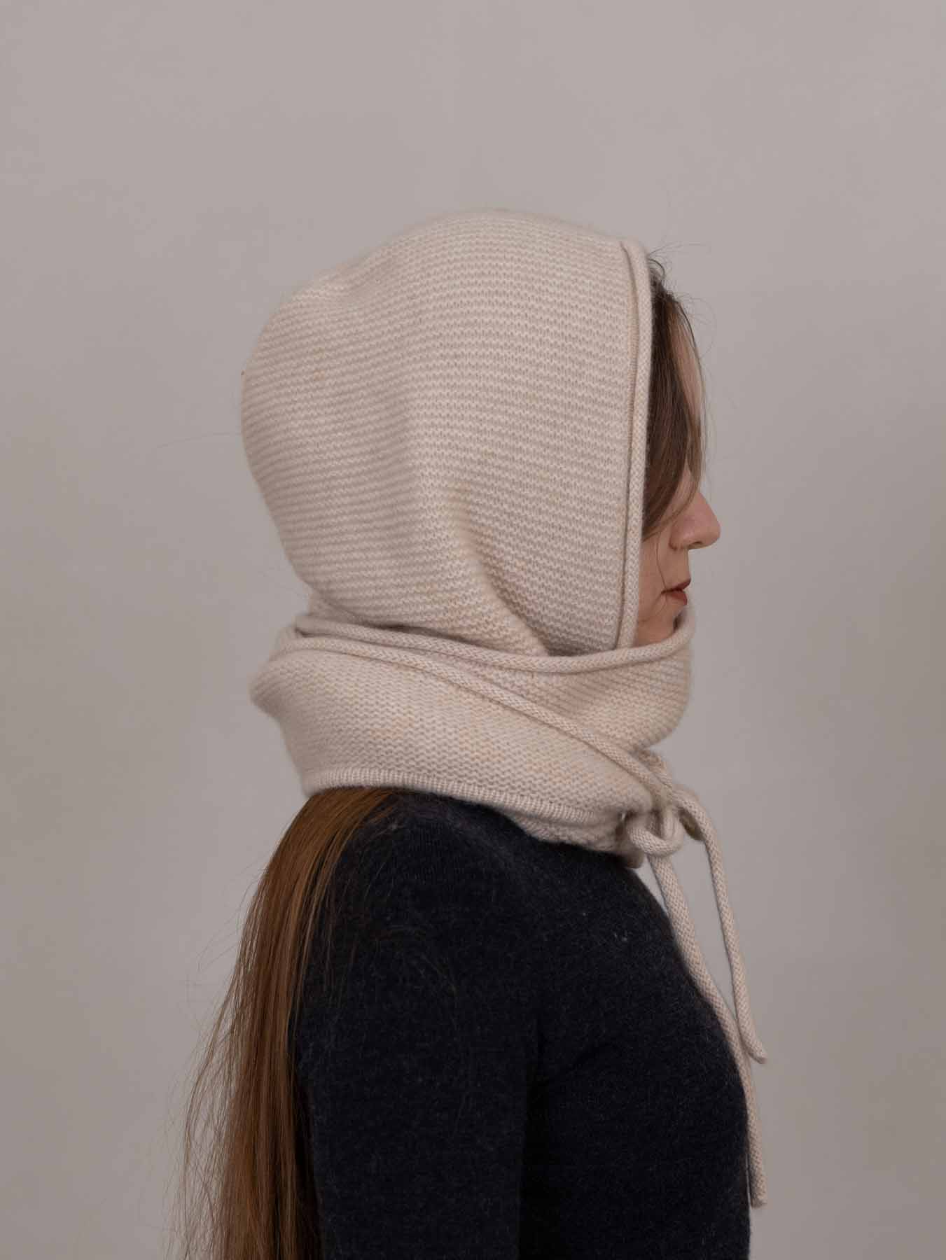 Eden Cashmere Hooded Scarf Ivory