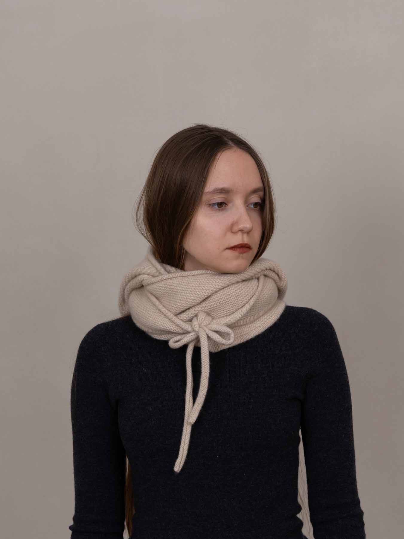 Eden Cashmere Hooded Scarf Ivory