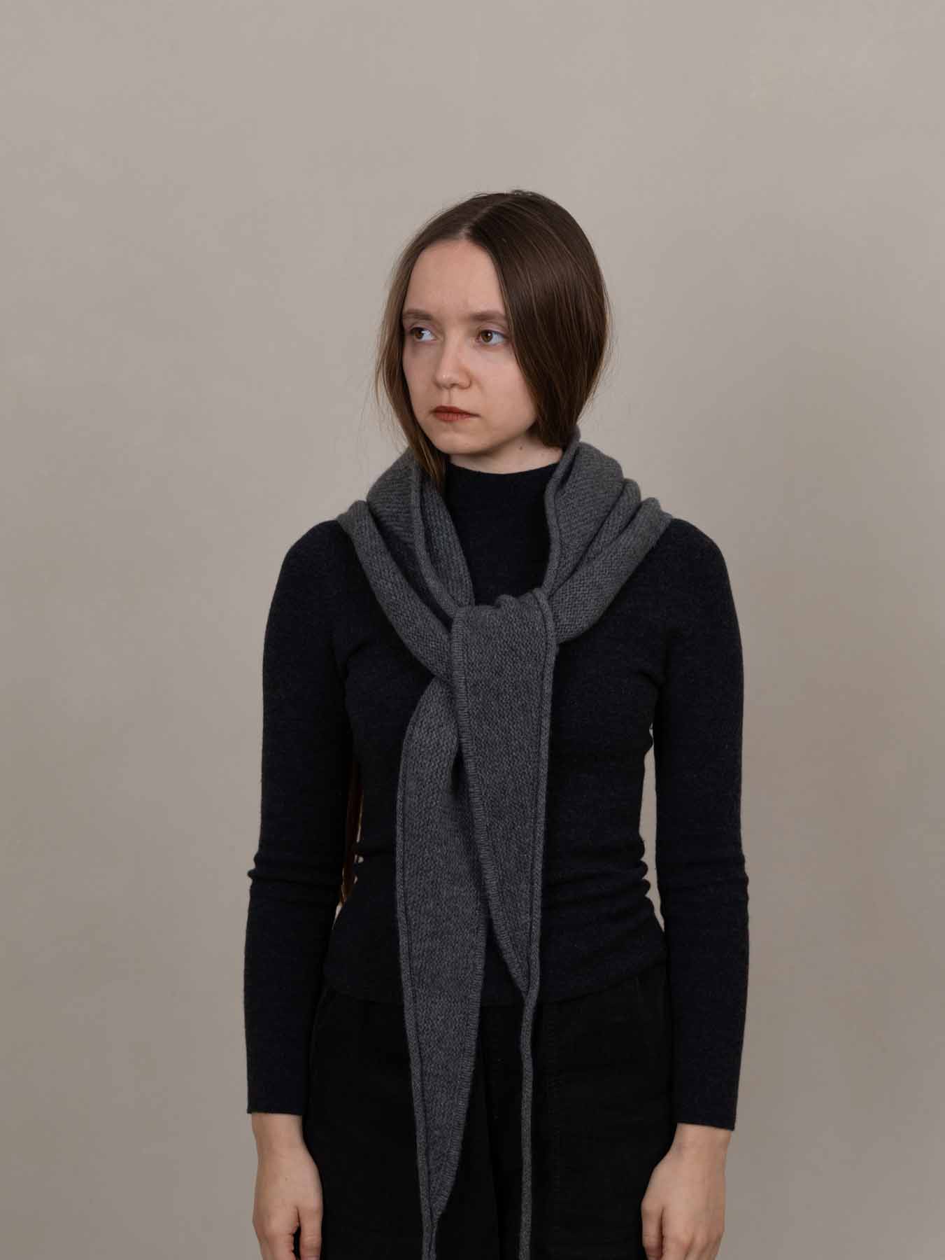 Eden Cashmere Hooded Scarf Grey