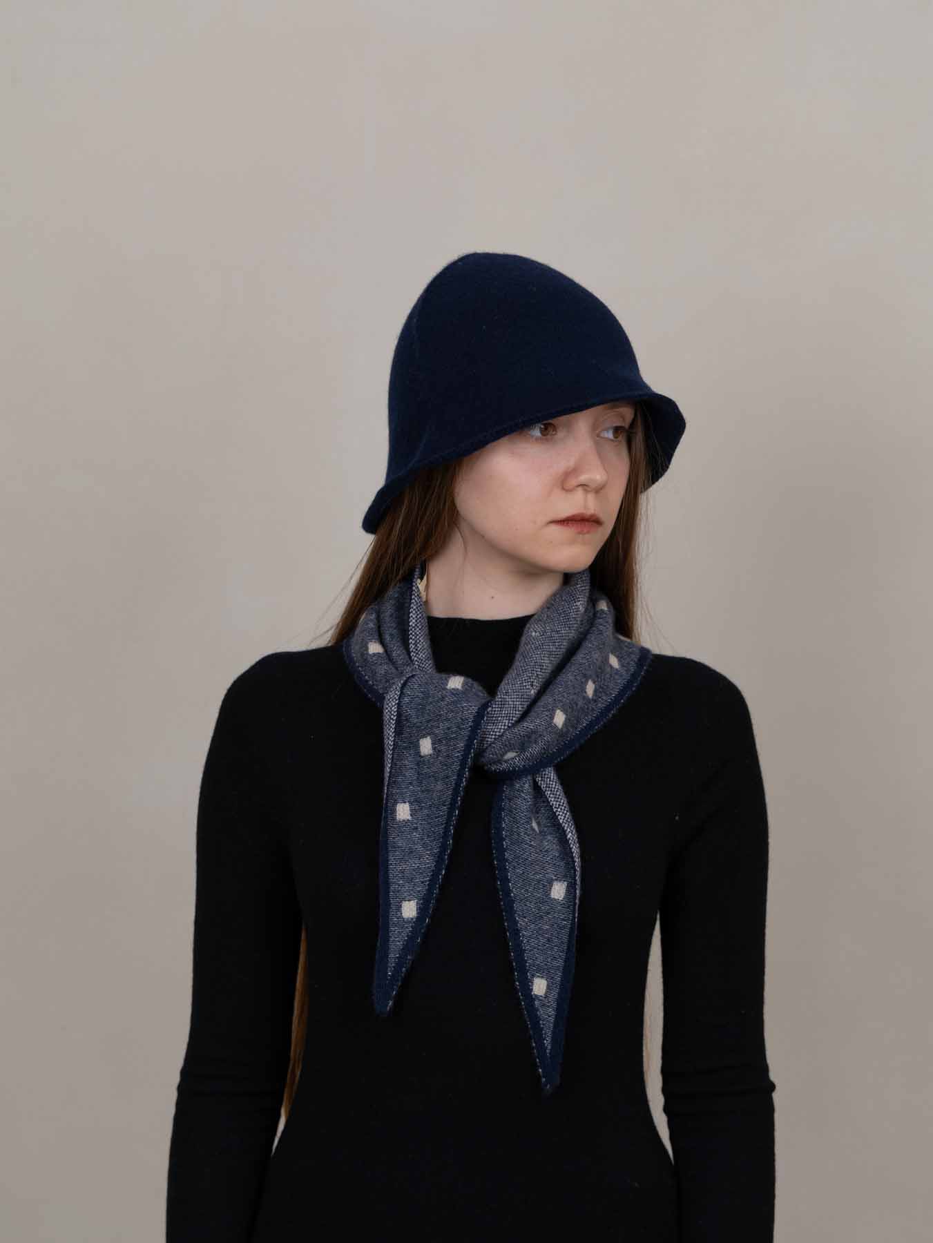 Mia Triangle Cashmere Neckerchief Navy
